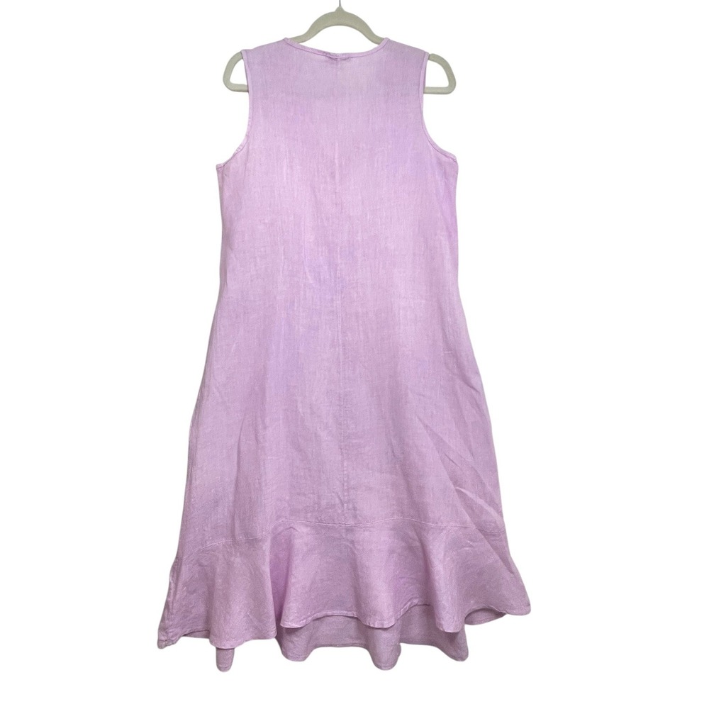 Francesca Bettini Small Lilac Pink Linen Midi Dress Made in Italy Ruffle Hem - Picture 2 of 16